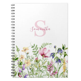 Cuaderno Monograma rosa Floral Botánica