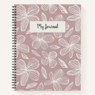Cuaderno Monograma rosa floral corto