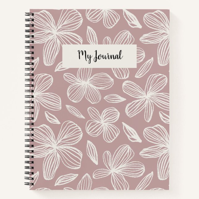 Cuaderno Monograma rosa floral corto (Anverso)
