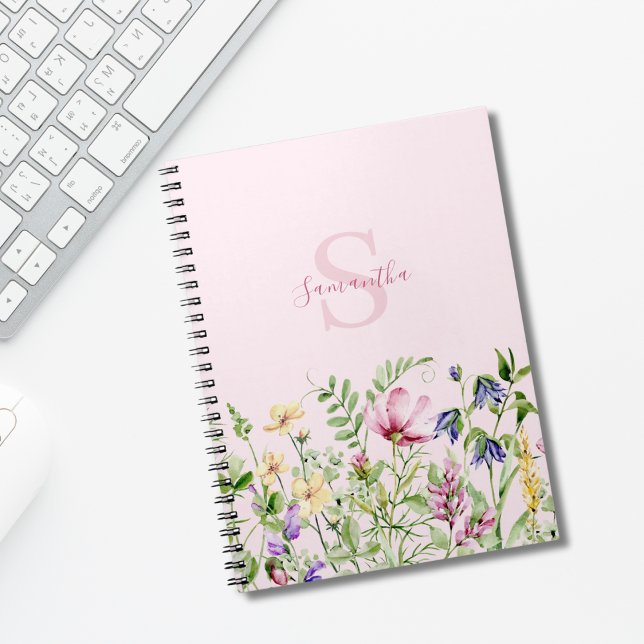 Cuaderno Monograma Rosa Floral Personalizada Flores Silvest (Subido por el creador)