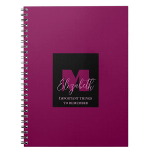 Cuaderno Monograma Rosa Nombre Personalizado Polka Puntos G