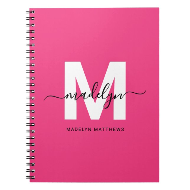 Cuaderno Monograma Rosa Personalizado (Frente)