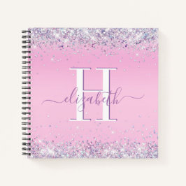 Cuaderno Monograma rosa purpurina Confetti