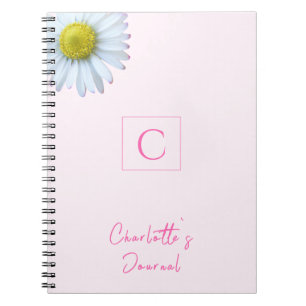 Cuaderno Monograma rosa rosado rosado de moda floral