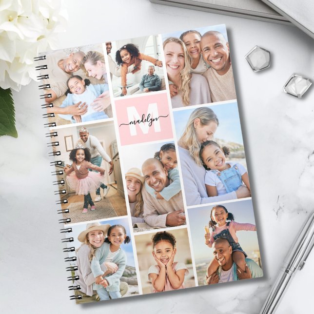 Cuaderno Monograma Rosa Rubor Fotográfico (Photo Blush Pink Monogram Notebook )