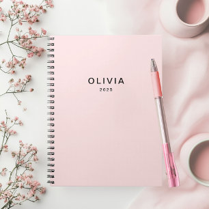 Cuaderno Monograma rosa y nombre personalizado   Personaliz