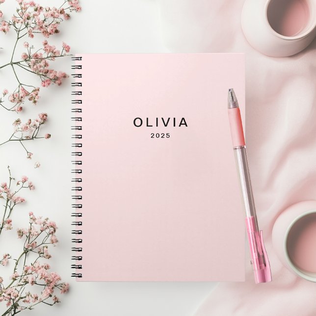 Cuaderno Monograma rosa y nombre personalizado | Personaliz (Subido por el creador)