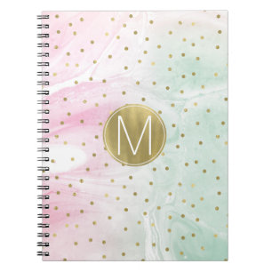 Cuaderno Monograma rosado del confeti de Ombre del oro de