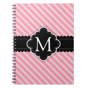 Cuaderno Monograma rosado femenino del personalizado del