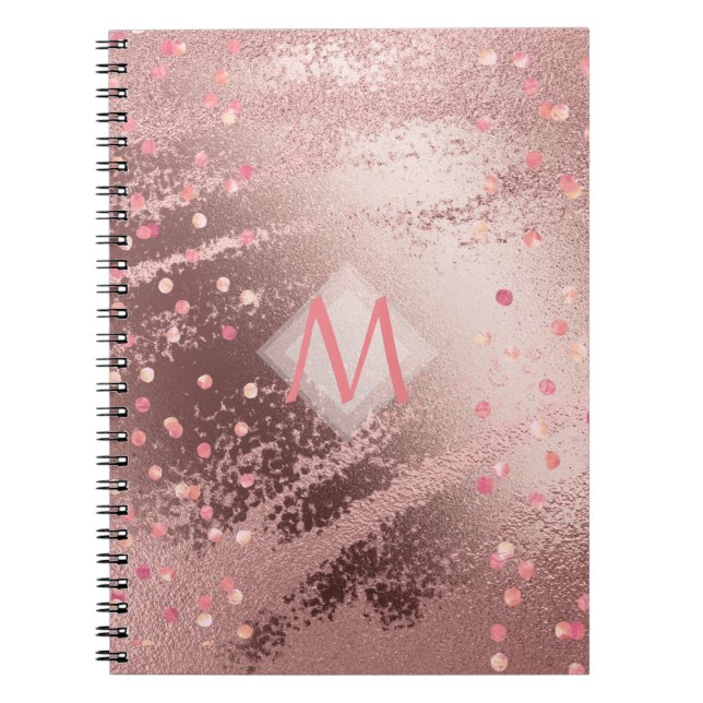 Cuaderno Monograma ROSEGOLD Relieve metalizado metálico Asp (Frente)