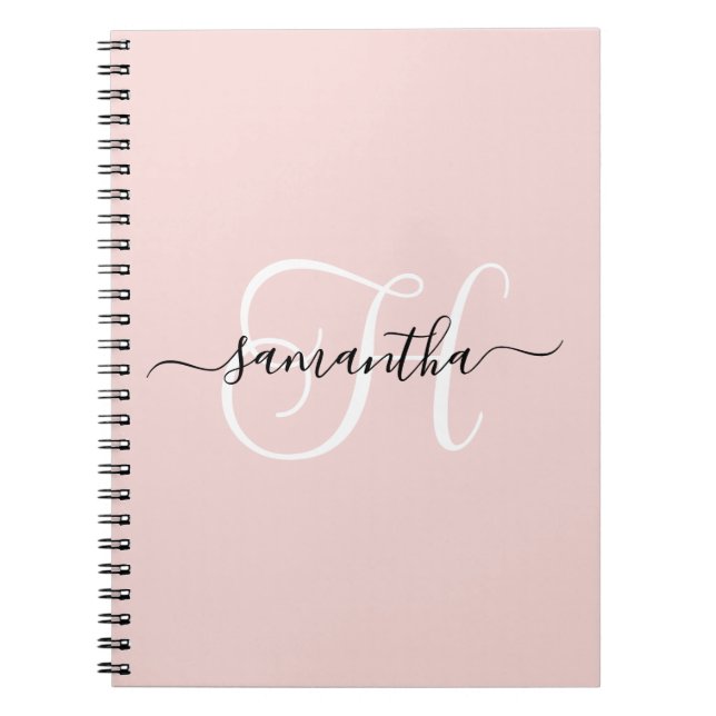 Cuaderno Monograma Rubor negro y blanco elegante (Frente)
