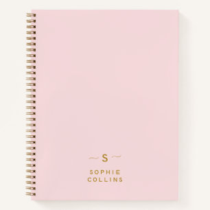 Cuaderno Monograma Rubor Oro rosado Minimalista nombre eleg