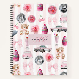 Cuaderno Monograma Rubor Pink Retro Disco Coquette
