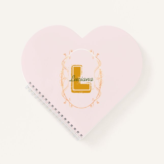 Cuaderno Monograma Rubor rosa femenino simple y moderno (Anverso)