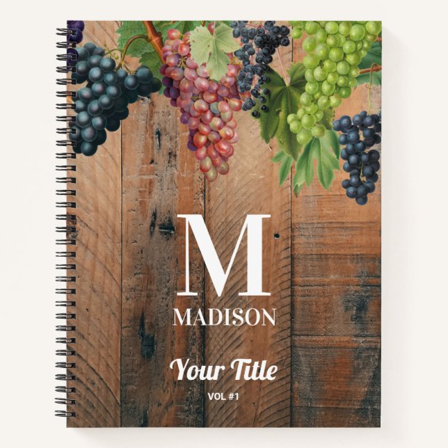 Cuaderno Monograma Rústico de viña y uvas (Anverso)