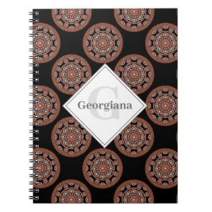 Cuaderno Monograma Safari Sunset Bohemian Polka Dot Mandala