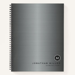 Cuaderno Monograma sencillo Metalizado cepillado de plata