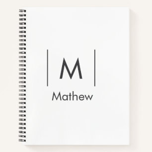 Cuaderno Monograma sencillo y elegante para hombre con líne