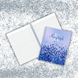 Cuaderno Monograma simple cepillado azul Metalizado y Purpu