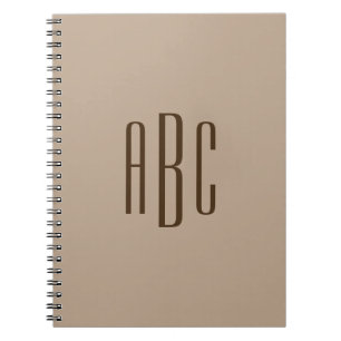 Cuaderno Monograma Simple de Tres Letras Marrón Oscuro