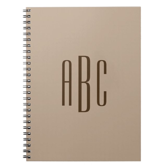 Cuaderno Monograma Simple de Tres Letras Marrón Oscuro (Frente)