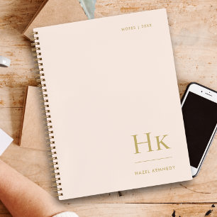 Cuaderno Monograma simple elegante Rubor Gold personalizado