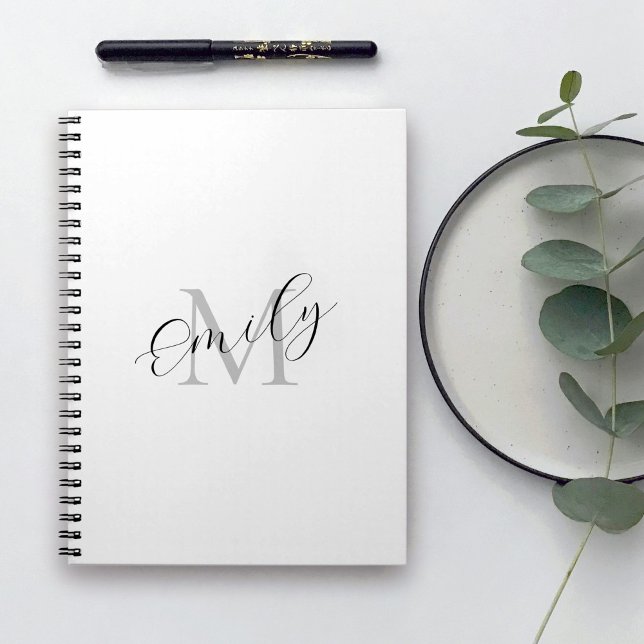 Cuaderno Monograma simple moderno Su nombre e inicial (Personalize with your name and monogram initial.)