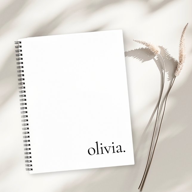 Cuaderno Monograma Simple Nombre Blanco y Negro Profesional (Subido por el creador)