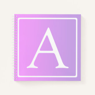 Cuaderno Monograma Simple Ómbre Sutil Rosa/Púrpura