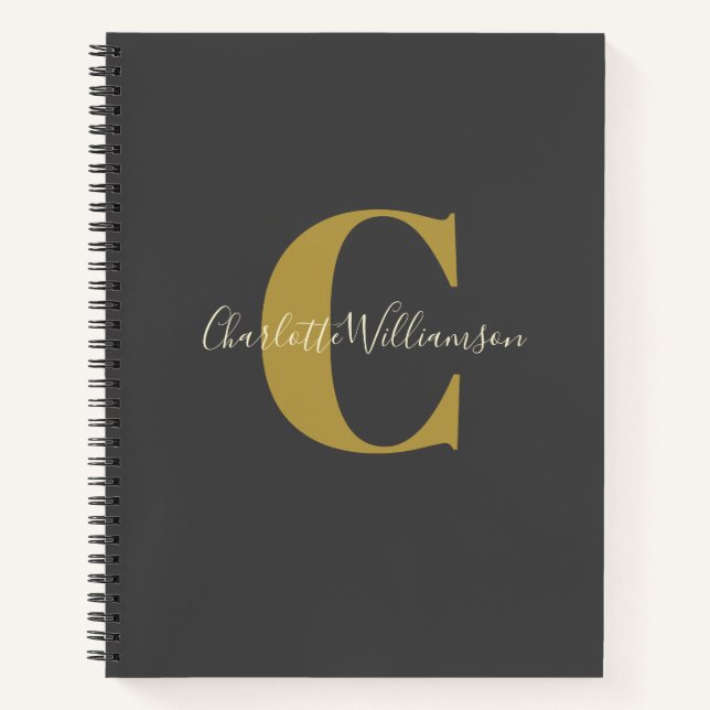 Cuaderno Monograma simple personalizado en cuadrícula de pu (Anverso)