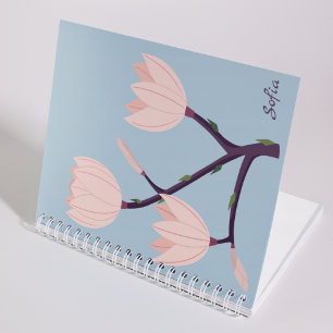 Cuaderno Monograma simple transparente azul y rosa