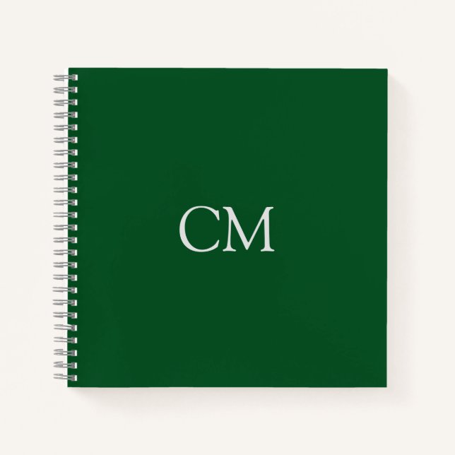 Cuaderno Monograma simple verde oscuro (Anverso)