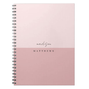 Cuaderno Monograma simple y elegante de personalizado rosa