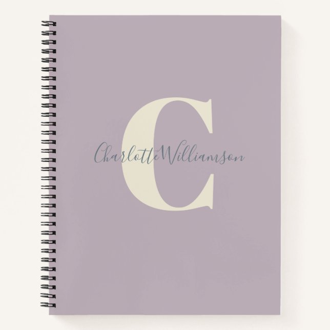 Cuaderno Monograma simple y personalizado en Lilac  (Anverso)