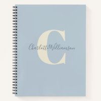 Monograma simple y personalizado y nombre en azul