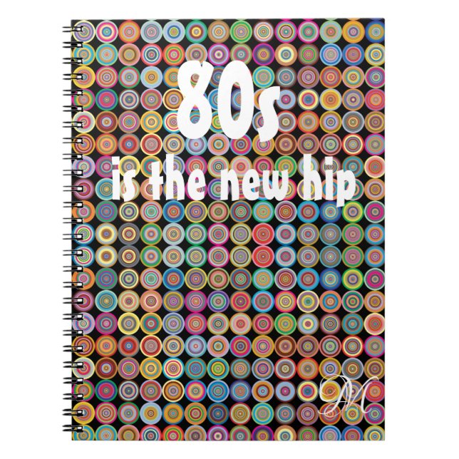 Cuaderno Monograma sofisticado y elegante de los años 80 (Frente)