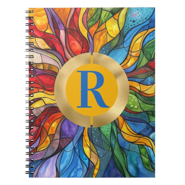 Cuaderno Monograma Sol Mosaico Vidrio Manchado (Frente)