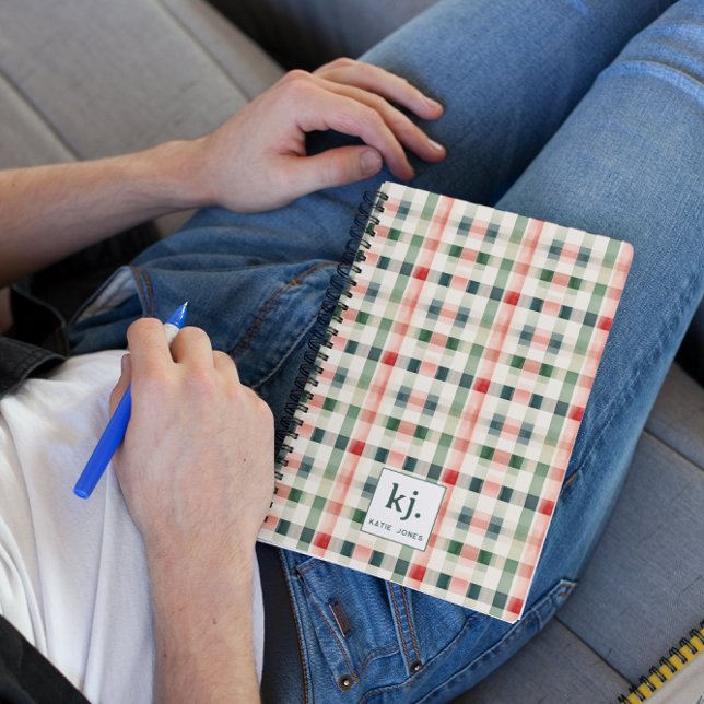 Cuaderno Monograma suave Evergreen Gingham (Subido por el creador)