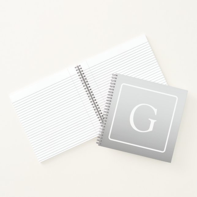 Cuaderno Monograma sutil gradiente gris claro (Interior)