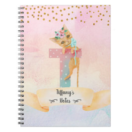 Cuaderno Monograma T Estudio de Chica de Gatitos en el Hoga