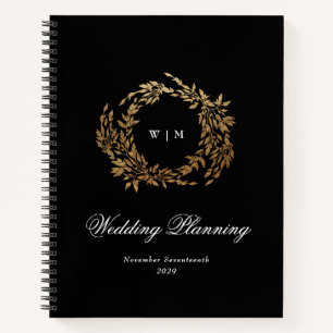 Cuaderno Monograma tradicional Escudo negro Boda clásico