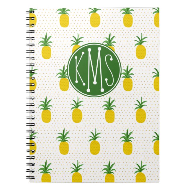 Cuaderno Monograma tropical de oro de las piñas el | (Frente)
