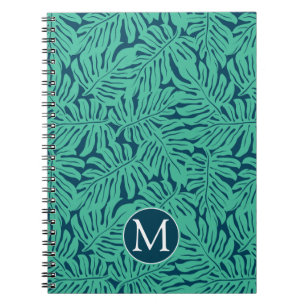 Cuaderno Monograma tropical del modelo el   de la hoja de