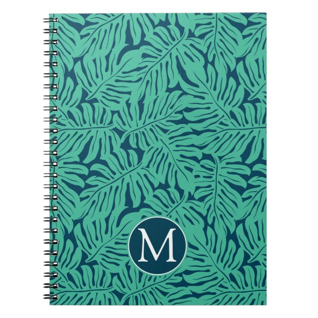 Cuaderno Monograma tropical del modelo el | de la hoja de (Frente)