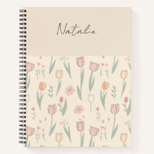 Monograma Tulipanes femeninos guión fondo rosa