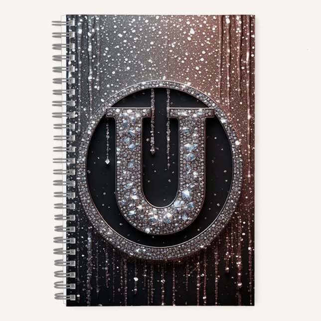 Cuaderno Monograma U Con Drips De Brillo (Anverso)