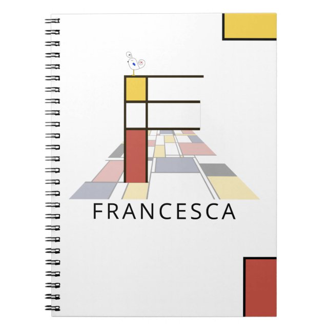 Cuaderno Monograma Único Estilo Neoplasticismo. Letra F (Frente)