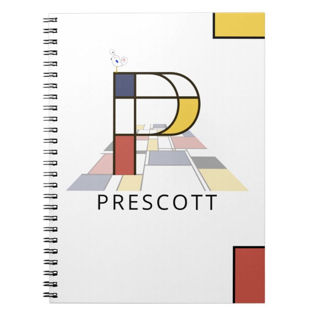 Cuaderno Monograma Único Estilo Neoplasticismo. Letra P (Frente)