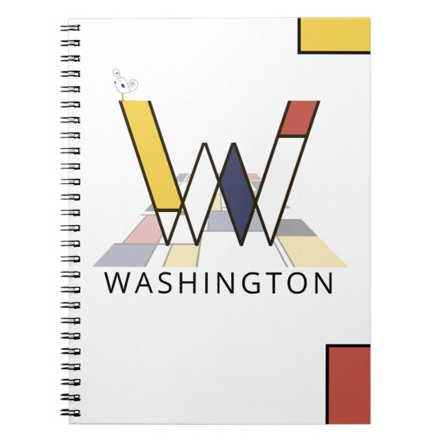 Cuaderno Monograma Único Estilo Neoplasticismo. Letra W (Frente)