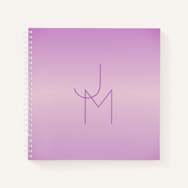 Cuaderno Monograma único superpuesto | Lavanda suave rosa (Anverso)